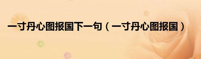 一寸丹心图报国下一句（一寸丹心图报国）
