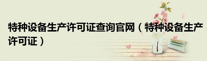特种设备生产许可证查询官网（特种设备生产许可证）