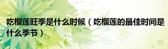 吃榴莲旺季是什么时候（吃榴莲的最佳时间是什么季节）