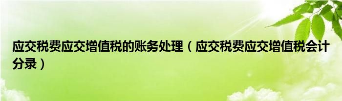 应交税费应交增值税的账务处理（应交税费应交增值税会计分录）