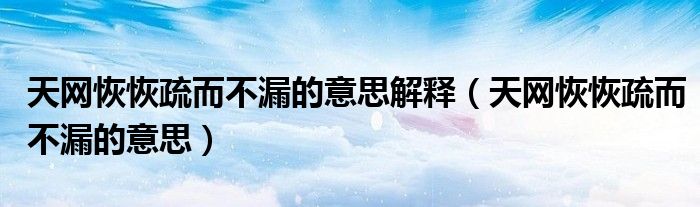 天网恢恢疏而不漏的意思解释（天网恢恢疏而不漏的意思）