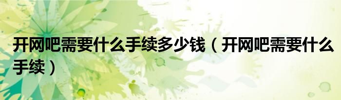 开网吧需要什么手续多少钱（开网吧需要什么手续）
