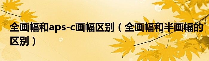全画幅和aps-c画幅区别（全画幅和半画幅的区别）