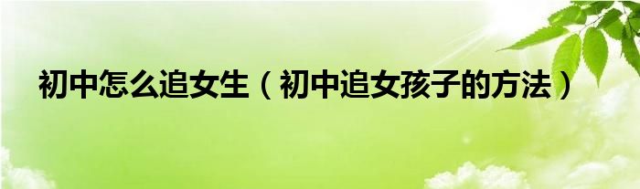 初中怎么追女生（初中追女孩子的方法）