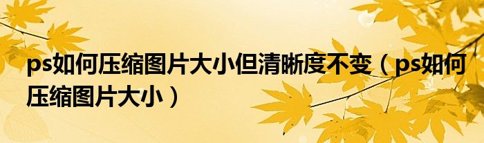 ps如何压缩图片大小但清晰度不变（ps如何压缩图片大小）