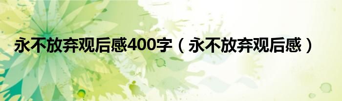 永不放弃观后感400字（永不放弃观后感）