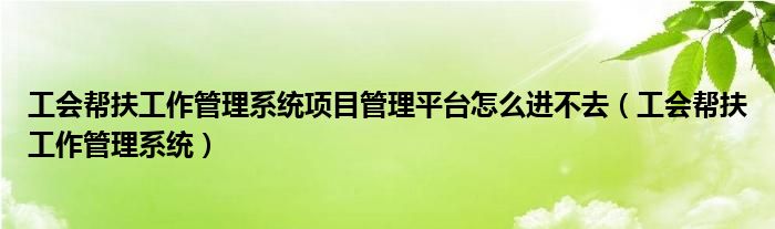 工会帮扶工作管理系统项目管理平台怎么进不去（工会帮扶工作管理系统）