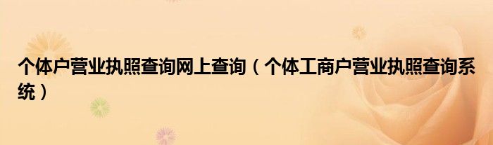 个体户营业执照查询网上查询（个体工商户营业执照查询系统）