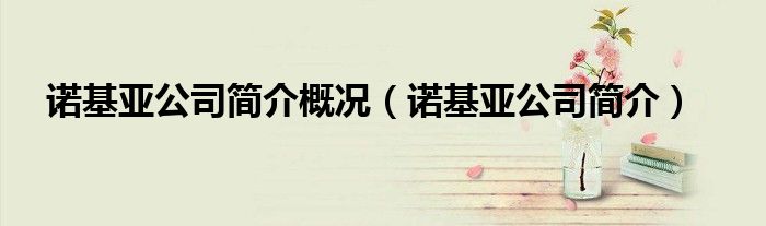 诺基亚公司简介概况（诺基亚公司简介）