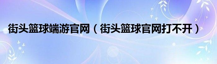 街头篮球端游官网（街头篮球官网打不开）