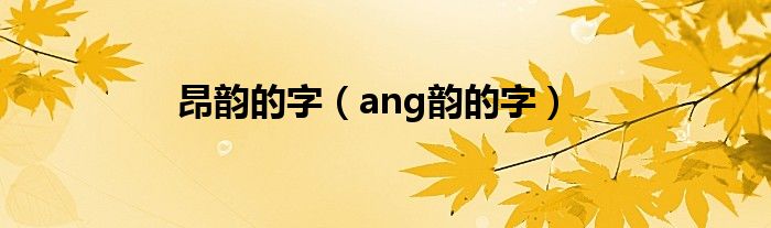 昂韵的字（ang韵的字）