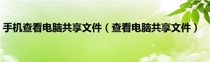 手机查看电脑共享文件（查看电脑共享文件）