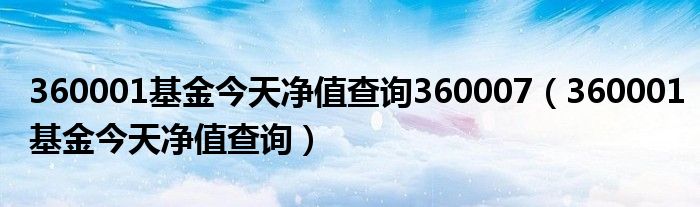 360001基金今天净值查询360007（360001基金今天净值查询）