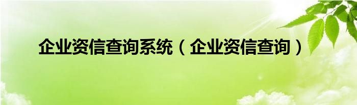 企业资信查询系统（企业资信查询）