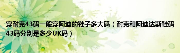 穿耐克43码一般穿阿迪的鞋子多大码（耐克和阿迪达斯鞋码43码分别是多少UK码）