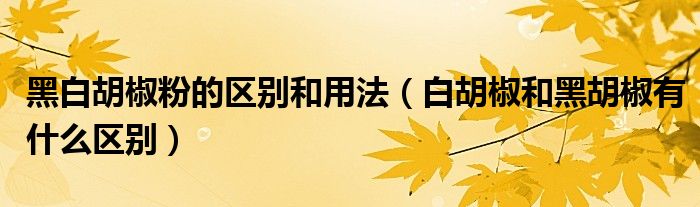 黑白胡椒粉的区别和用法（白胡椒和黑胡椒有什么区别）