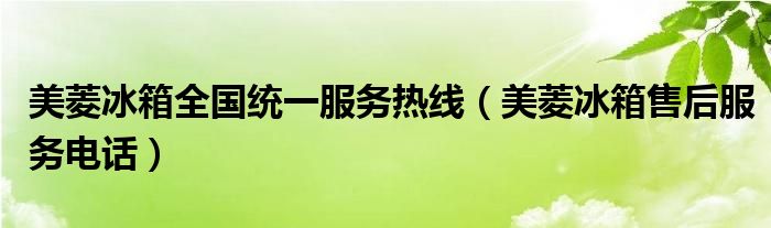 美菱冰箱全国统一服务热线（美菱冰箱售后服务电话）
