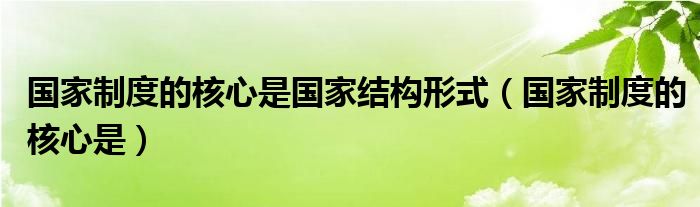 国家制度的核心是国家结构形式（国家制度的核心是）