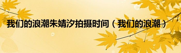 我们的浪潮朱婧汐拍摄时间（我们的浪潮）