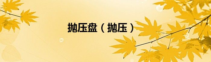 抛压盘（抛压）