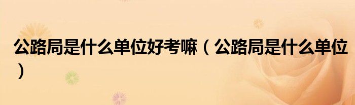 公路局是什么单位好考嘛（公路局是什么单位）