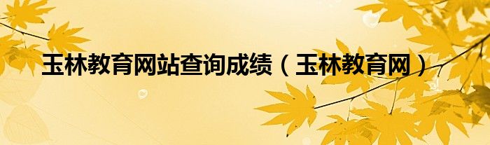 玉林教育网站查询成绩（玉林教育网）