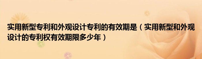 实用新型专利和外观设计专利的有效期是（实用新型和外观设计的专利权有效期限多少年）
