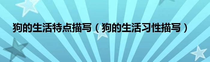 狗的生活特点描写（狗的生活习性描写）