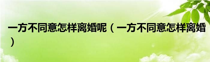 一方不同意怎样离婚呢（一方不同意怎样离婚）