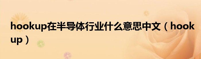hookup在半导体行业什么意思中文（hookup）