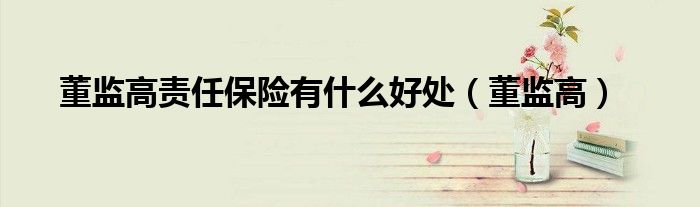 董监高责任保险有什么好处（董监高）
