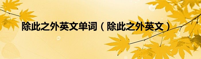 除此之外英文单词（除此之外英文）