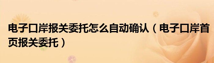 电子口岸报关委托怎么自动确认（电子口岸首页报关委托）