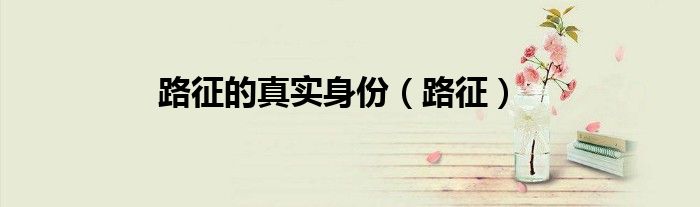 路征的真实身份（路征）