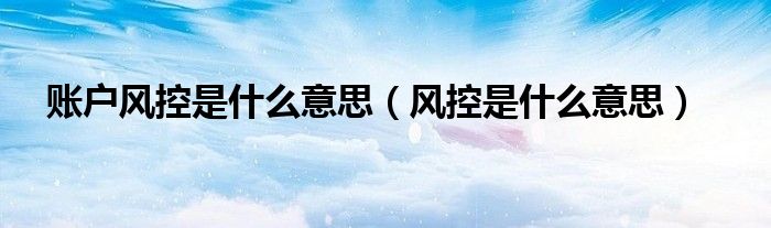 账户风控是什么意思（风控是什么意思）