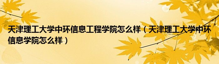 天津理工大学中环信息工程学院怎么样（天津理工大学中环信息学院怎么样）