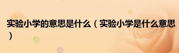 实验小学的意思是什么（实验小学是什么意思）