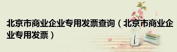 北京市商业企业专用发票查询（北京市商业企业专用发票）