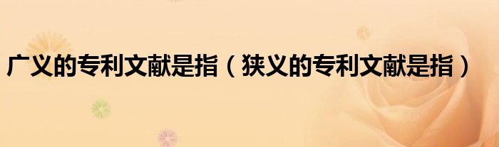 广义的专利文献是指（狭义的专利文献是指）