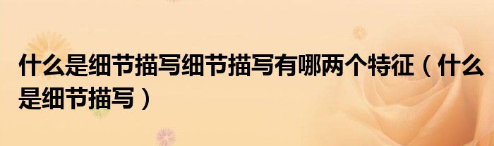 什么是细节描写细节描写有哪两个特征（什么是细节描写）