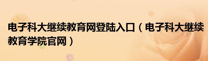电子科大继续教育网登陆入口（电子科大继续教育学院官网）