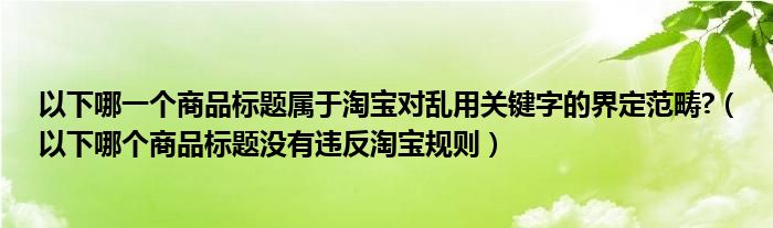 以下哪一个商品标题属于淘宝对乱用关键字的界定范畴?（以下哪个商品标题没有违反淘宝规则）