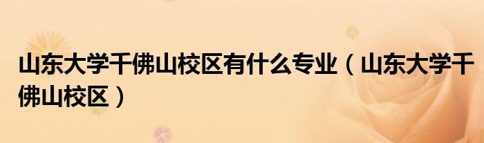 山东大学千佛山校区有什么专业（山东大学千佛山校区）