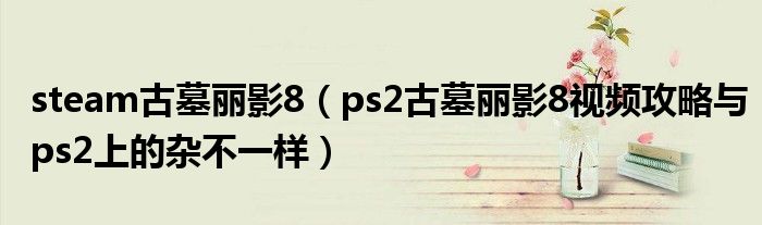 steam古墓丽影8（ps2古墓丽影8视频攻略与ps2上的杂不一样）
