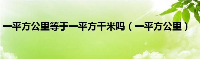 一平方公里等于一平方千米吗（一平方公里）