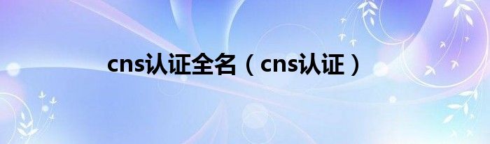 cns认证全名（cns认证）