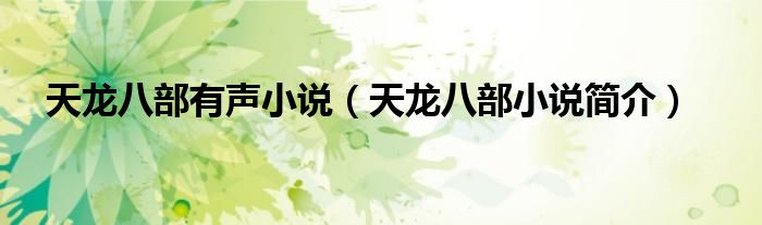 天龙八部有声小说（天龙八部小说简介）