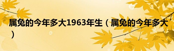 属兔的今年多大1963年生（属兔的今年多大）