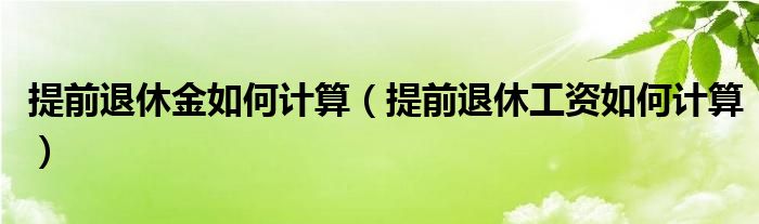 提前退休金如何计算（提前退休工资如何计算）