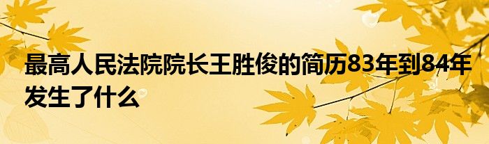 最高人民法院院长王胜俊的简历83年到84年发生了什么
